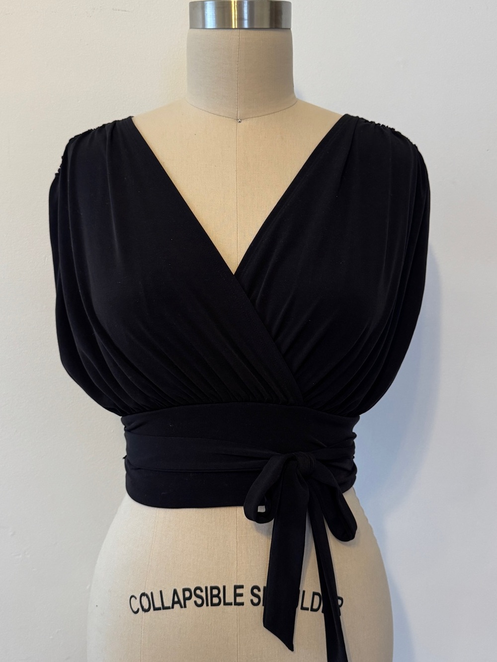 EXPRESS Black Wrap-Front Women's Top with Waist Tie